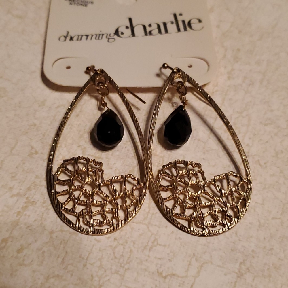 Charming Charlie gold and black earrings
